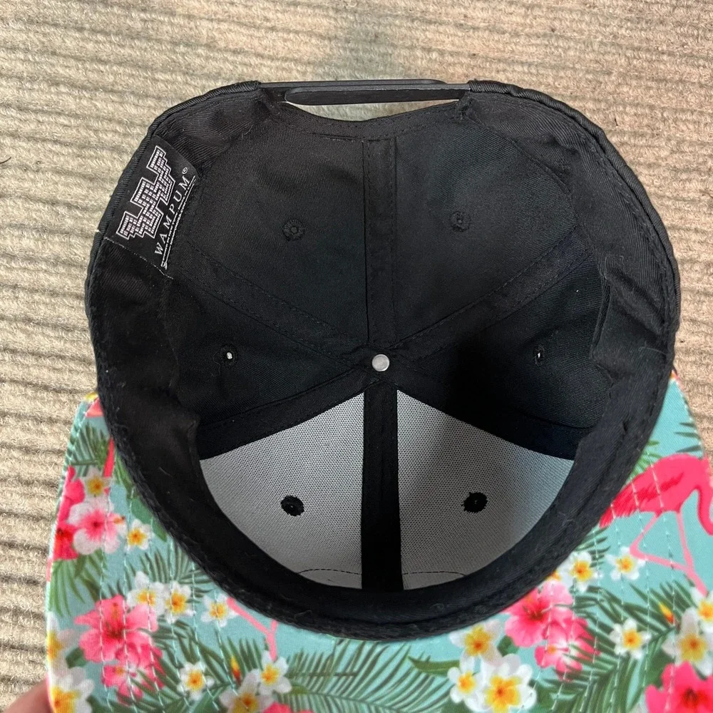 Wampum Snapback Hat Black Tropical Flamingo Floral Anchor Patch Cap